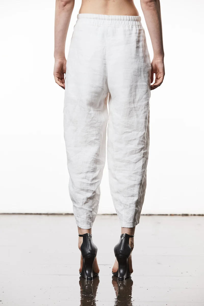 Barrel-Fit Leinen-Mix Hose