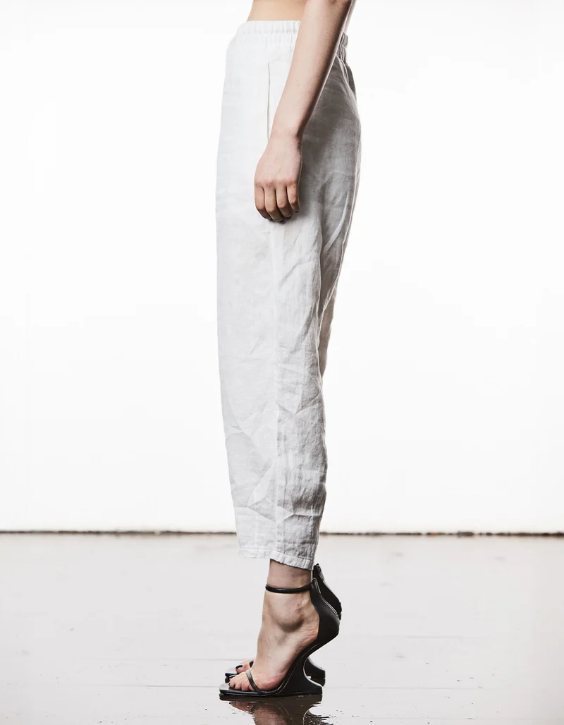 Barrel-Fit Leinen-Mix Hose