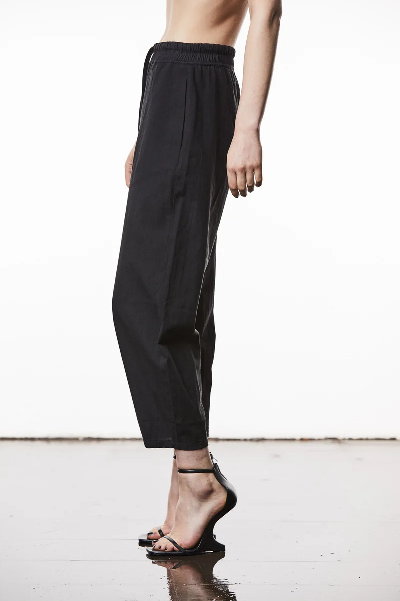 Barrel-Fit Leinen-Mix Hose