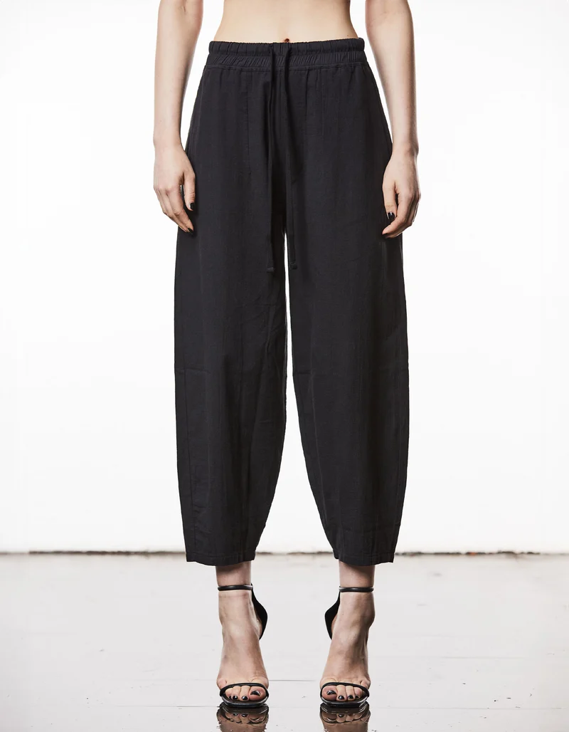 Barrel-Fit Leinen-Mix Hose