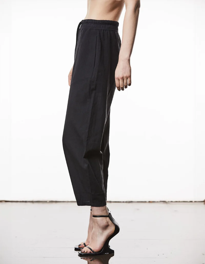 Barrel-Fit Leinen-Mix Hose