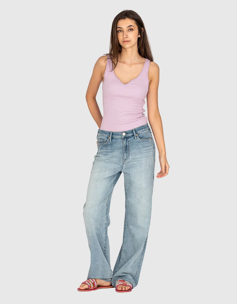 Washed-Out Wide-Leg Jeans
