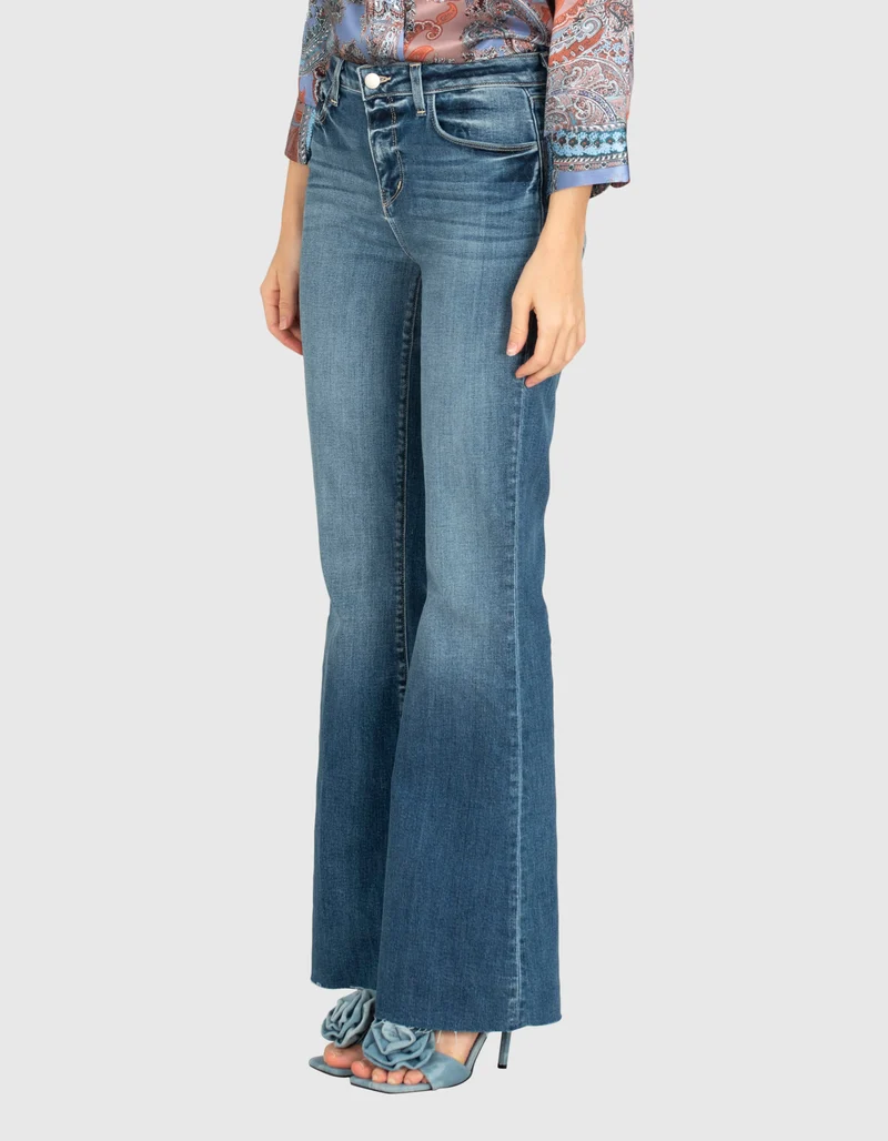 Washed-Out Flared-Leg Jeans