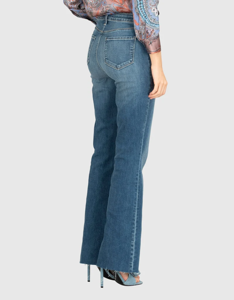 Washed-Out Flared-Leg Jeans