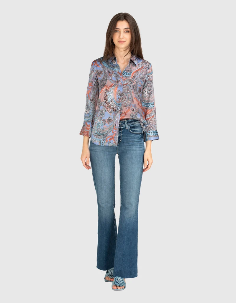 Washed-Out Flared-Leg Jeans