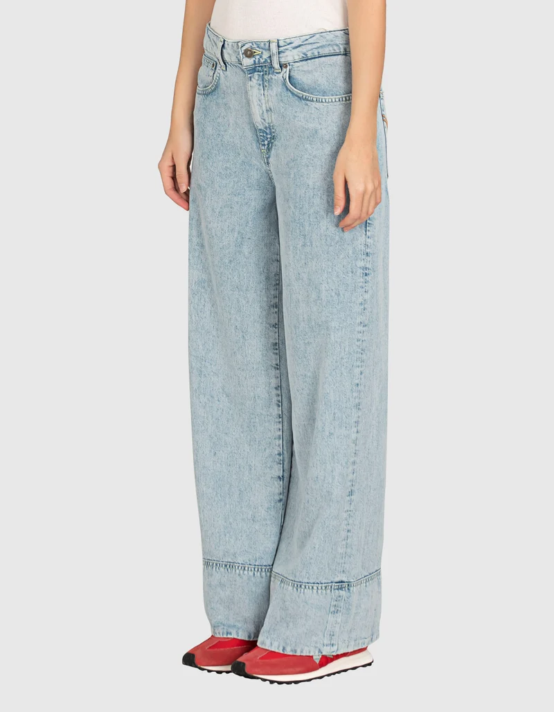 Washed-Out Wide-Leg Jeans
