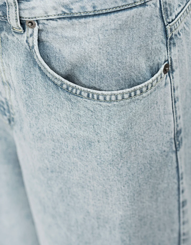 Washed-Out Wide-Leg Jeans