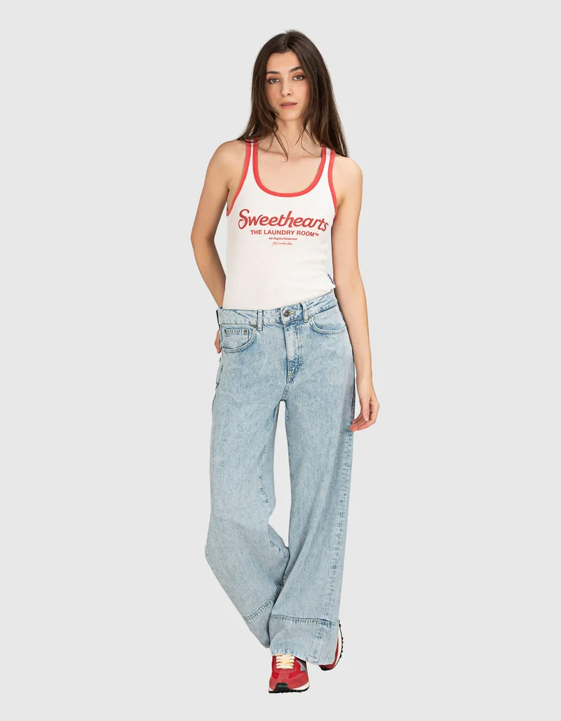 Washed-Out Wide-Leg Jeans