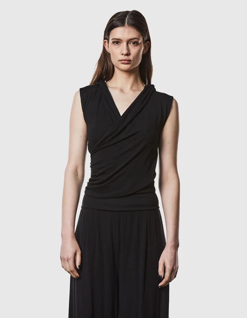 Crop-Top in Wickel-Optik mit Kapuze