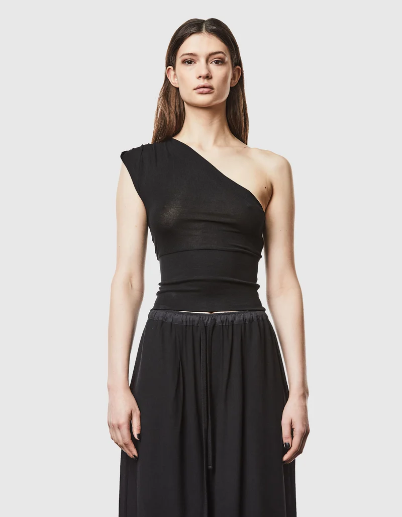 One-Shoulder Top mit Raffung