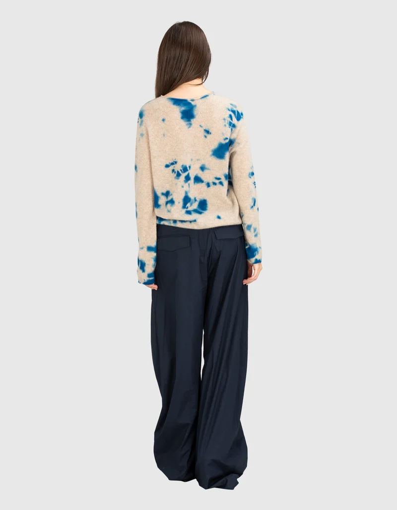 Wide-Leg Bundfalten-Chino