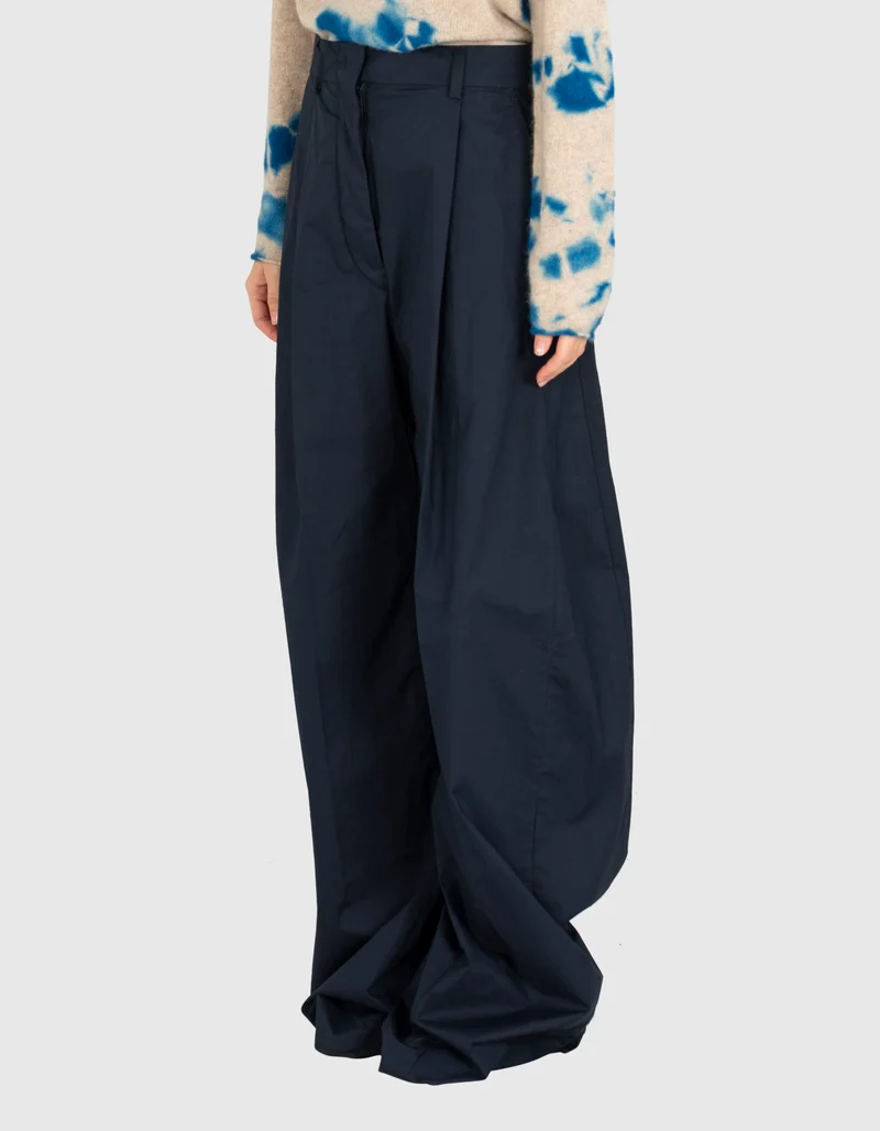 Wide-Leg Bundfalten-Chino