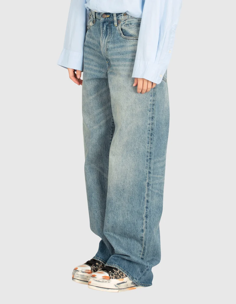 Washed-Out Wide-Leg Jeans