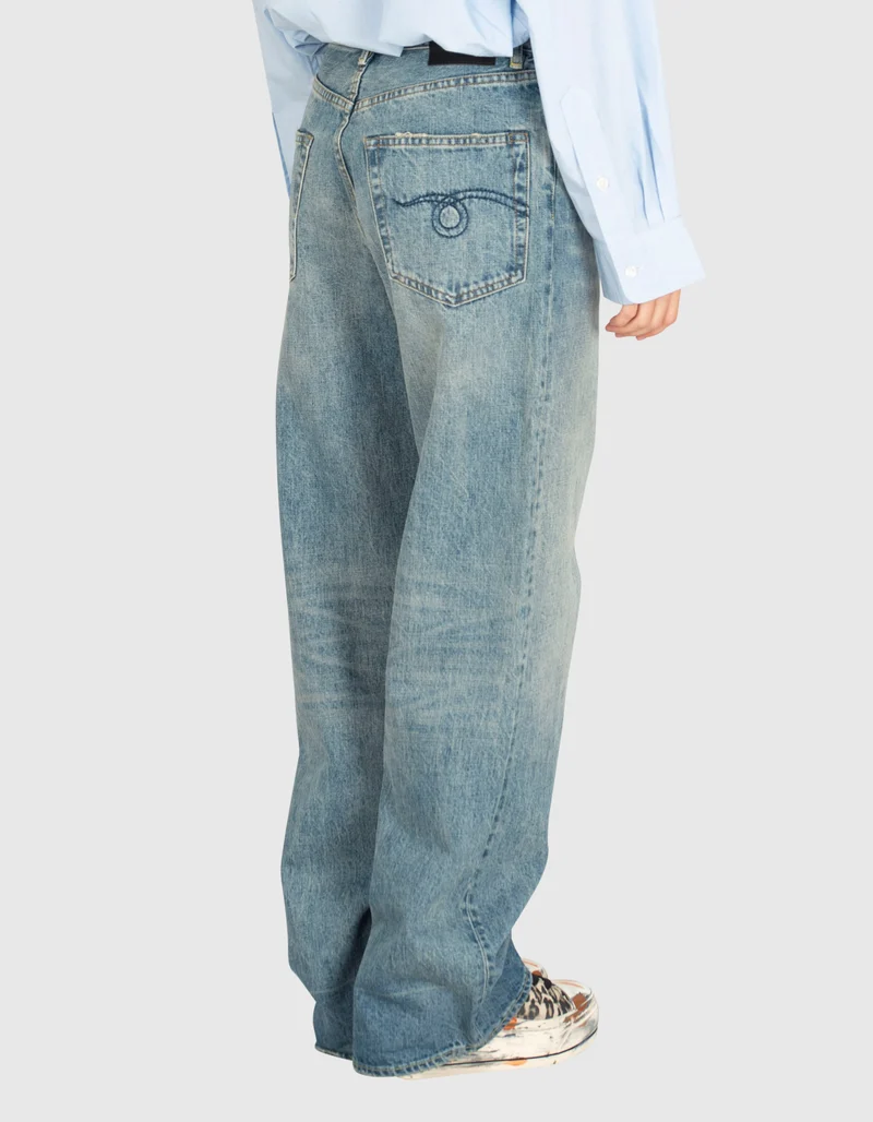 Washed-Out Wide-Leg Jeans