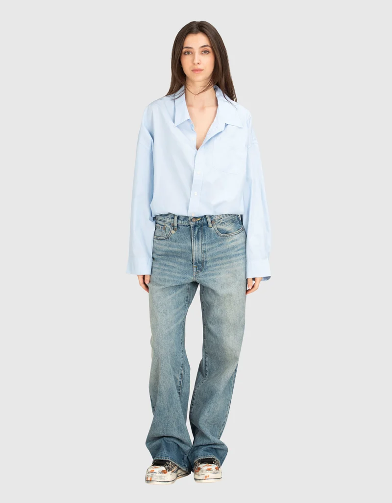 Washed-Out Wide-Leg Jeans