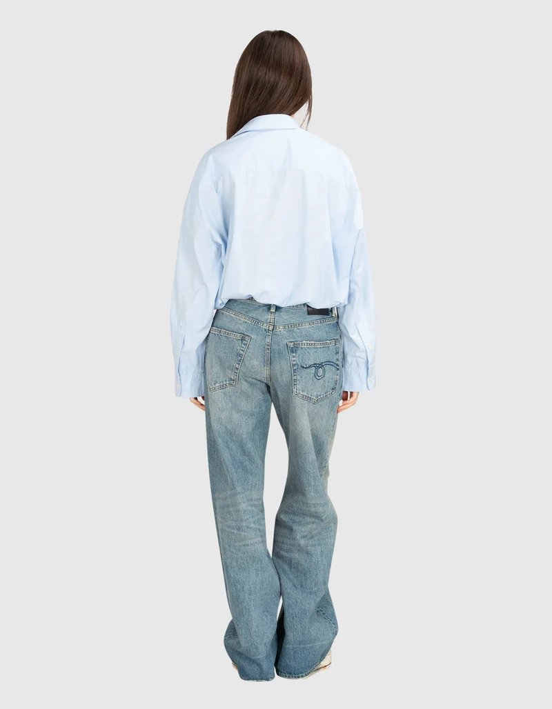 Washed-Out Wide-Leg Jeans