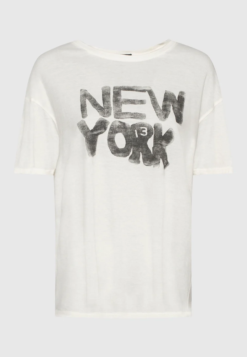 Bedrucktes Oversize-T-Shirt mit Kaschmir-Anteil