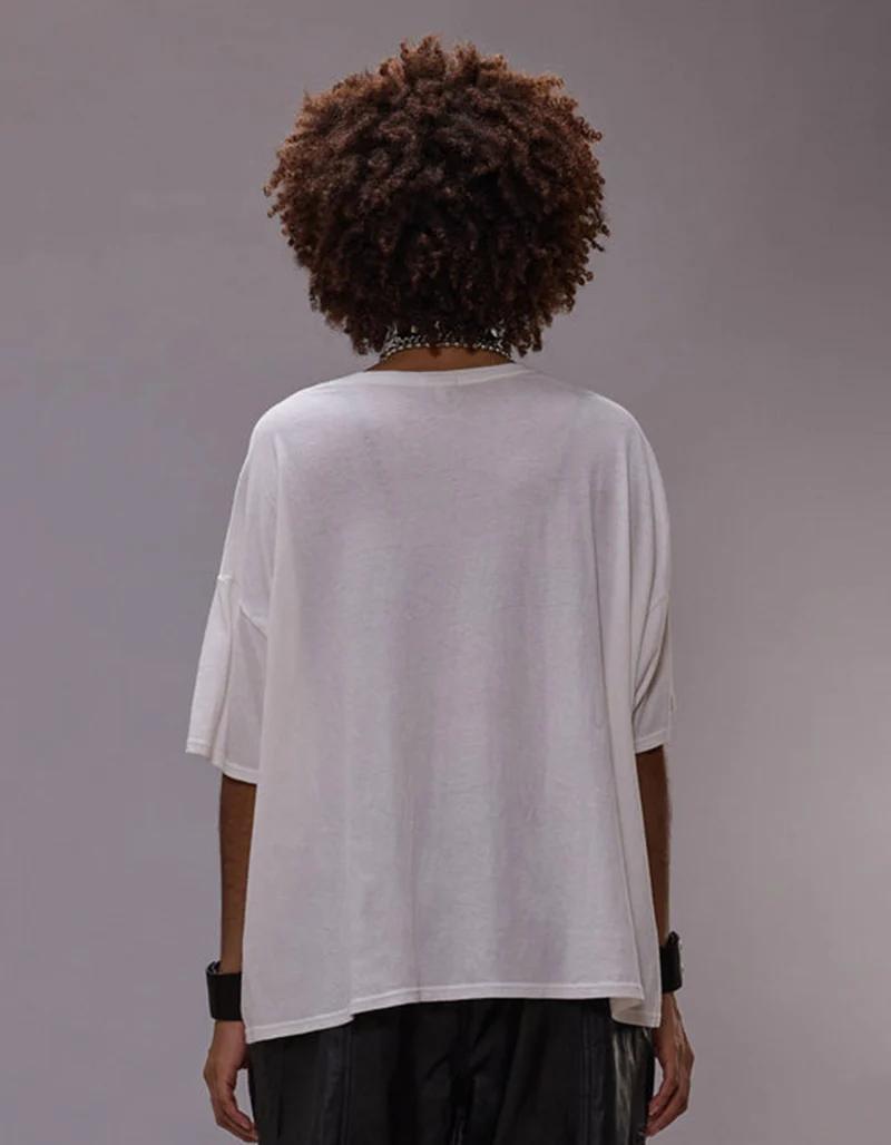 Bedrucktes Oversize-T-Shirt mit Kaschmir-Anteil