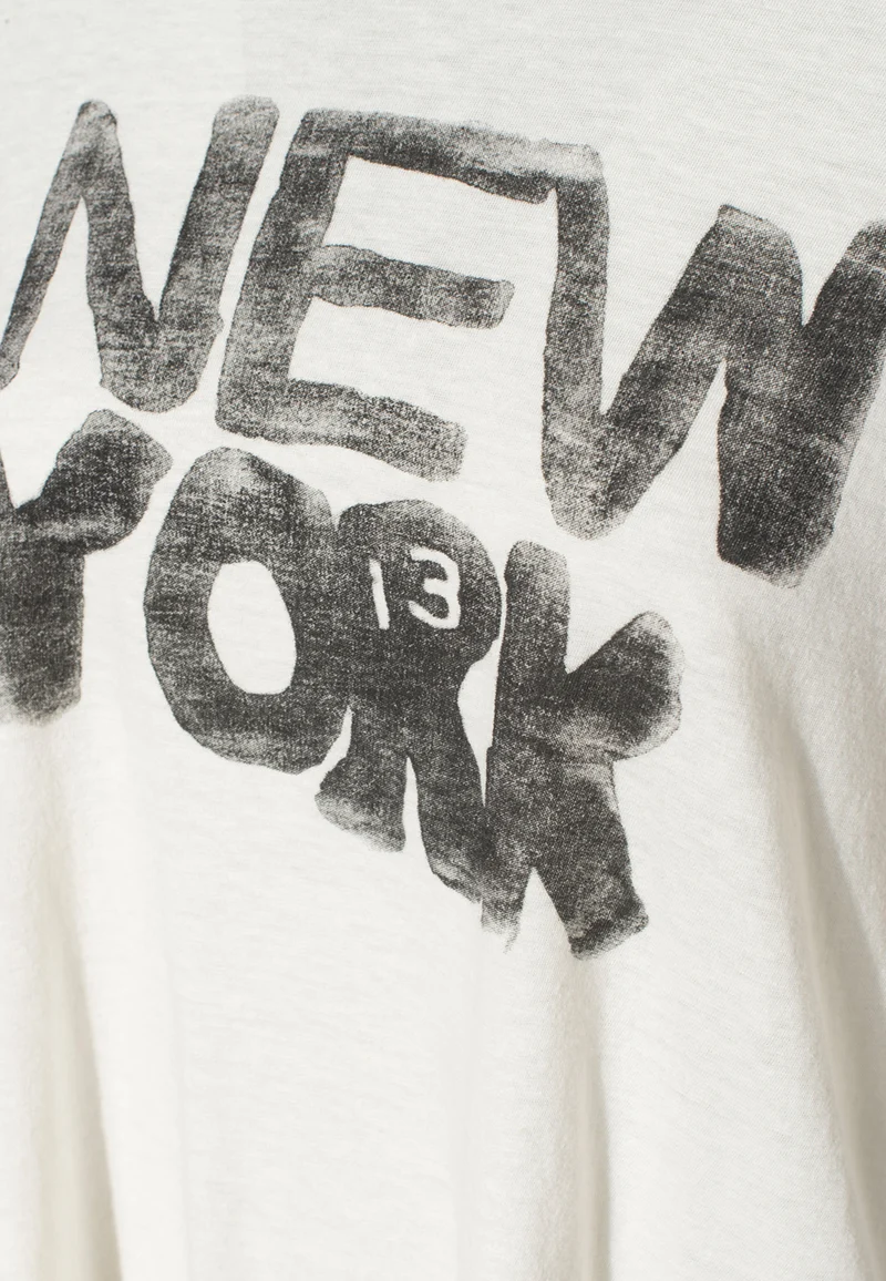 Bedrucktes Oversize-T-Shirt mit Kaschmir-Anteil