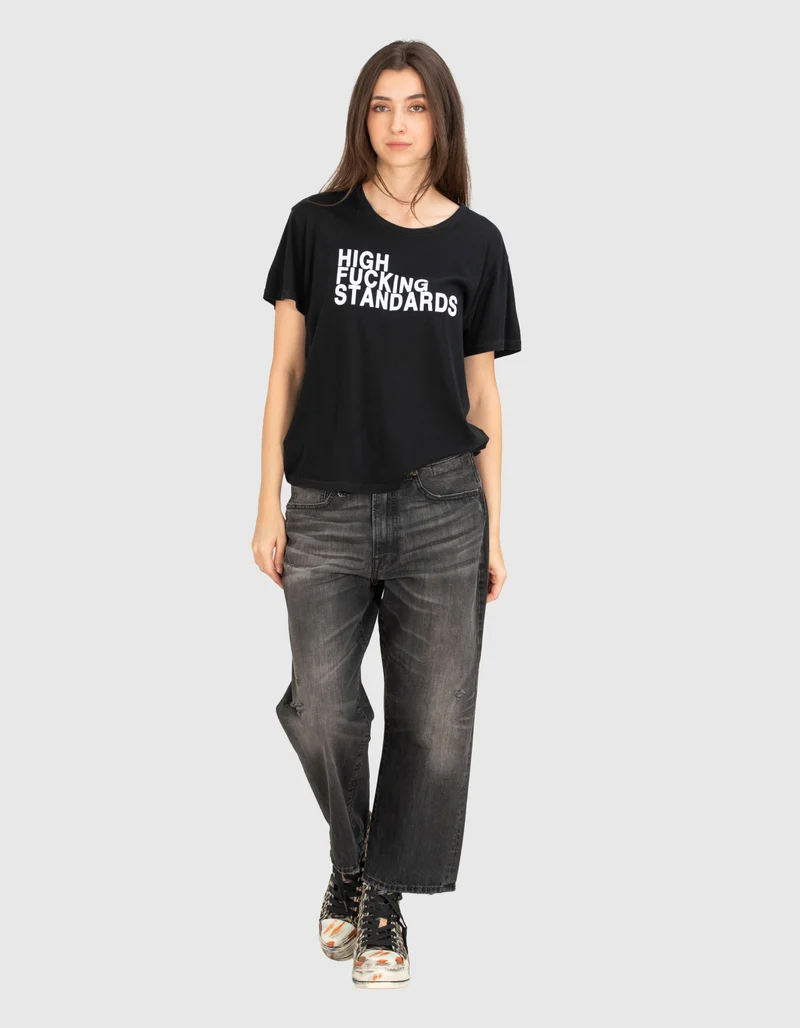Bedrucktes Oversize-T-Shirt mit Kaschmir-Anteil