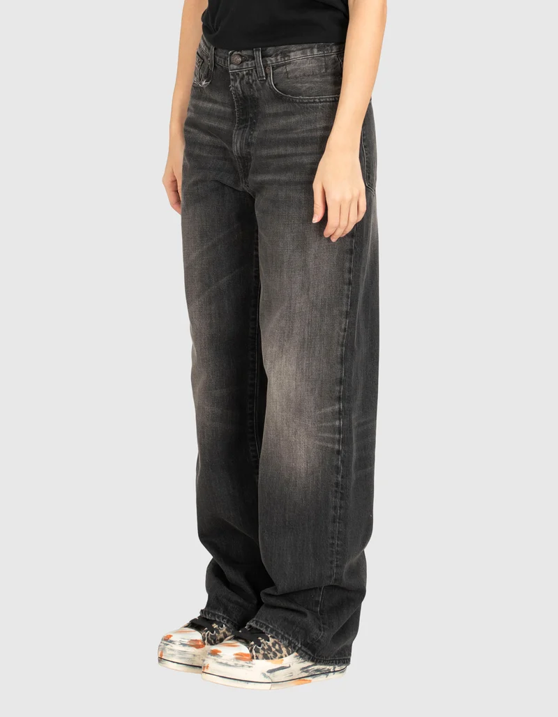 Washed-Out Wide-Leg Jeans