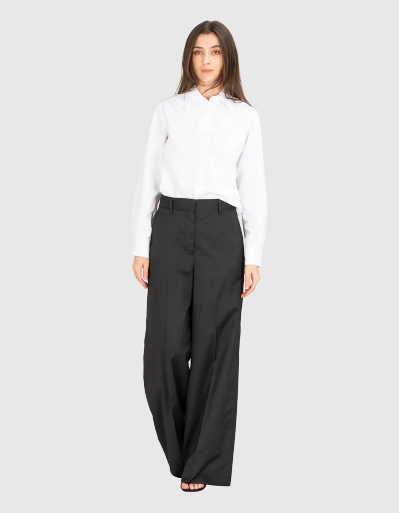 Wide-Leg Woll-Bundfaltenhose