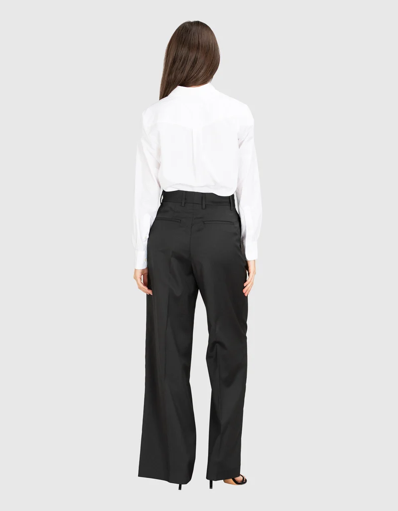 Wide-Leg Woll-Bundfaltenhose