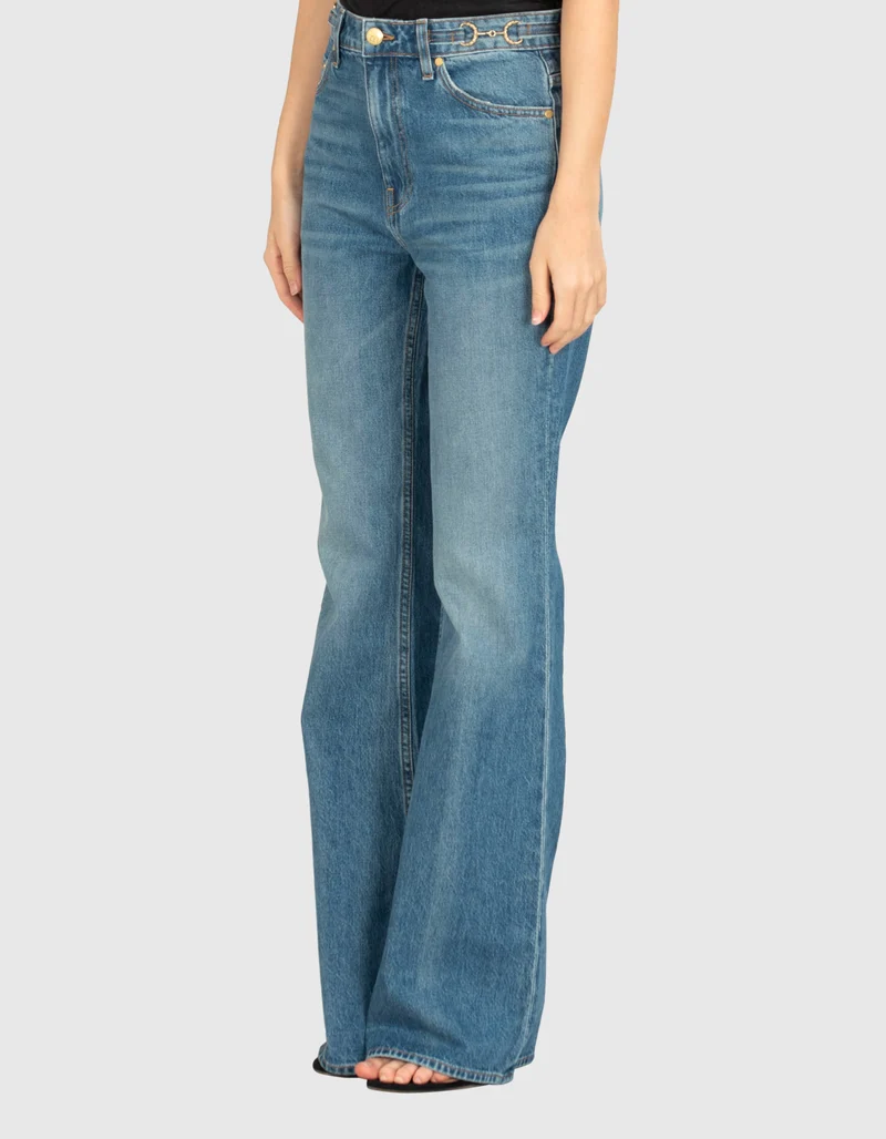 Flare-Leg Jeans mit Metall-Verzierungen