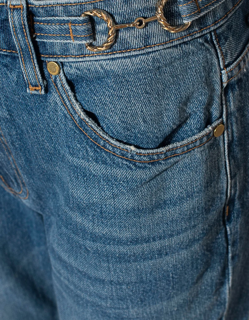 Flare-Leg Jeans mit Metall-Verzierungen