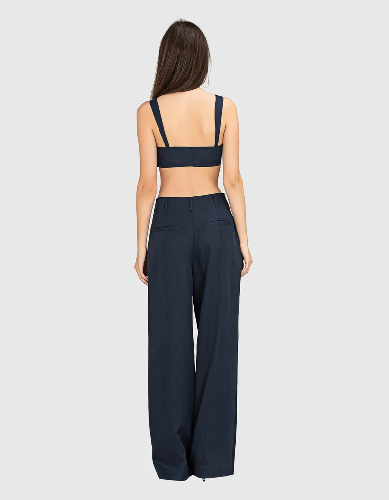 Wide-Leg Bundfalten-Hose