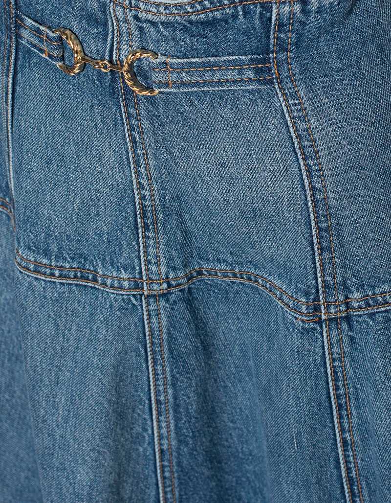 Ausgestellter Jeans-Rock mit dekorativem Metall-Detail