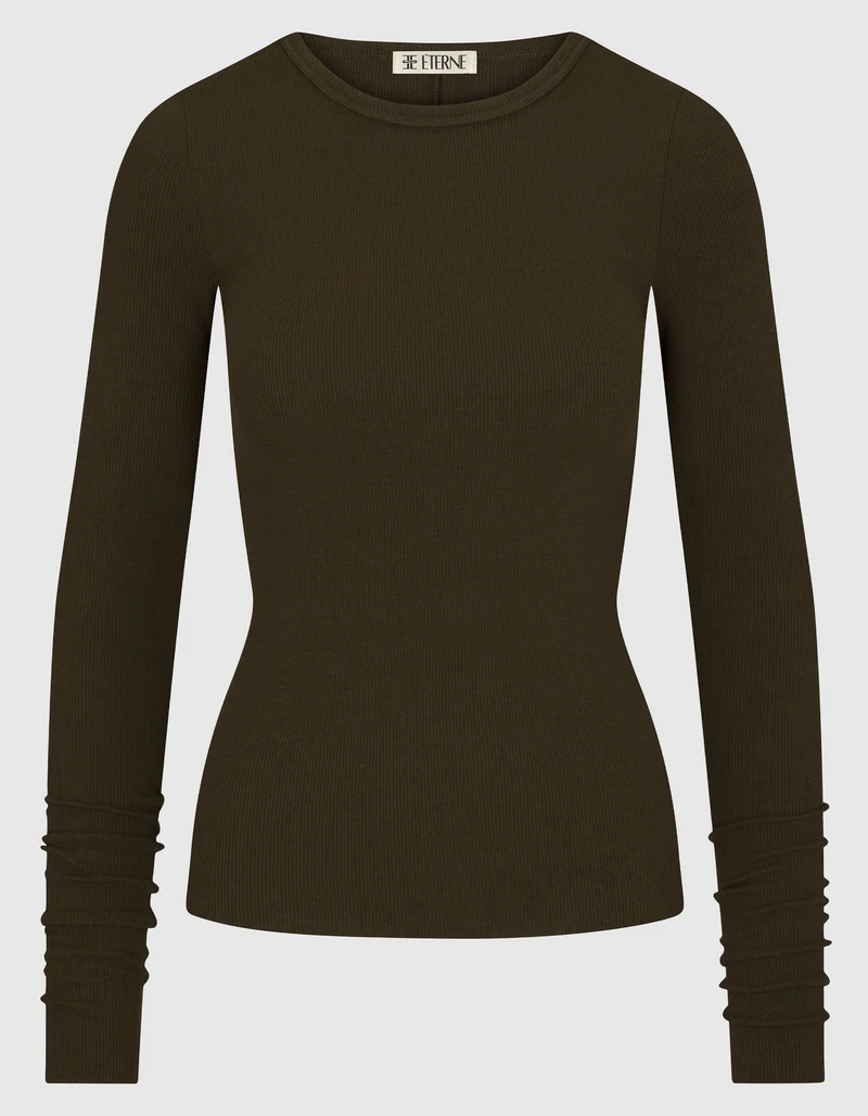 Geripptes Longsleeve mit Rundhalsausschnitt