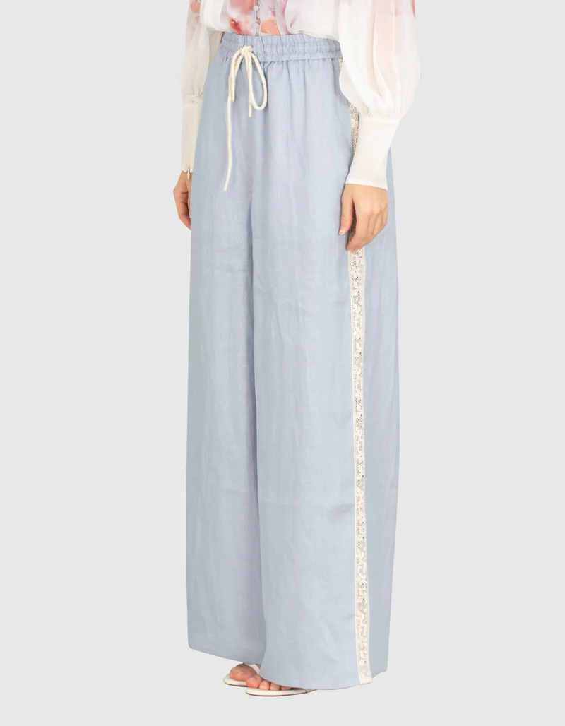 Leinen Hose Everley mit Spitzen-Detail