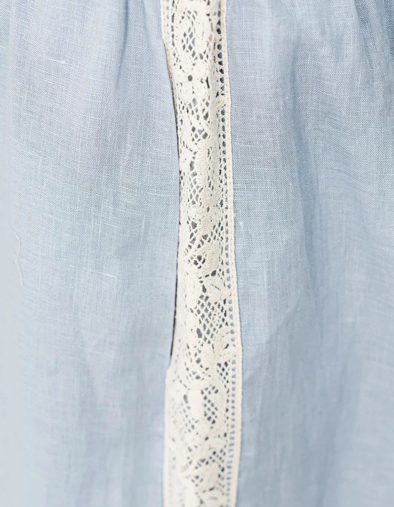 Leinen Hose Everley mit Spitzen-Detail