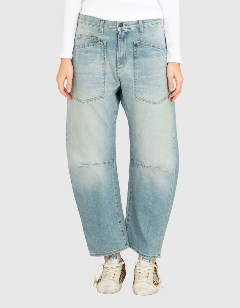 Washed-Out Barrel-Leg-Jeans Shon