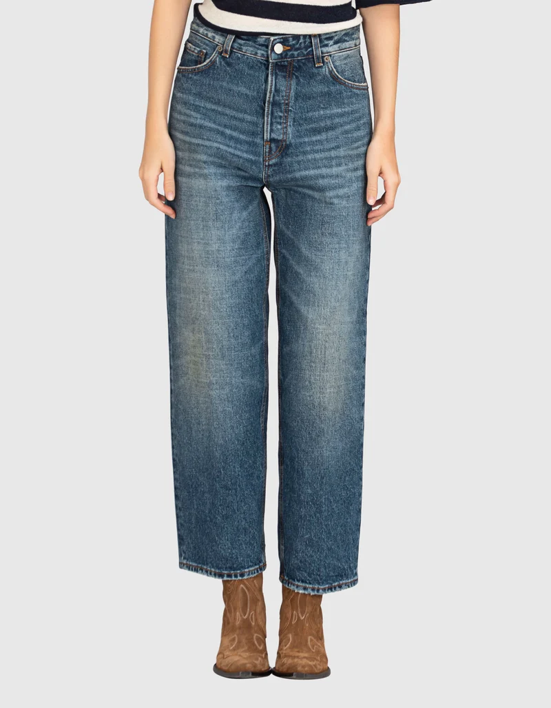 Washed-Out Wide-Leg Jeans