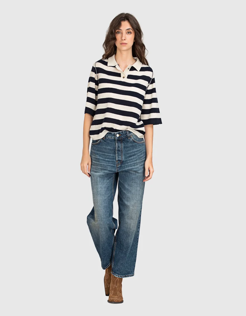 Washed-Out Wide-Leg Jeans