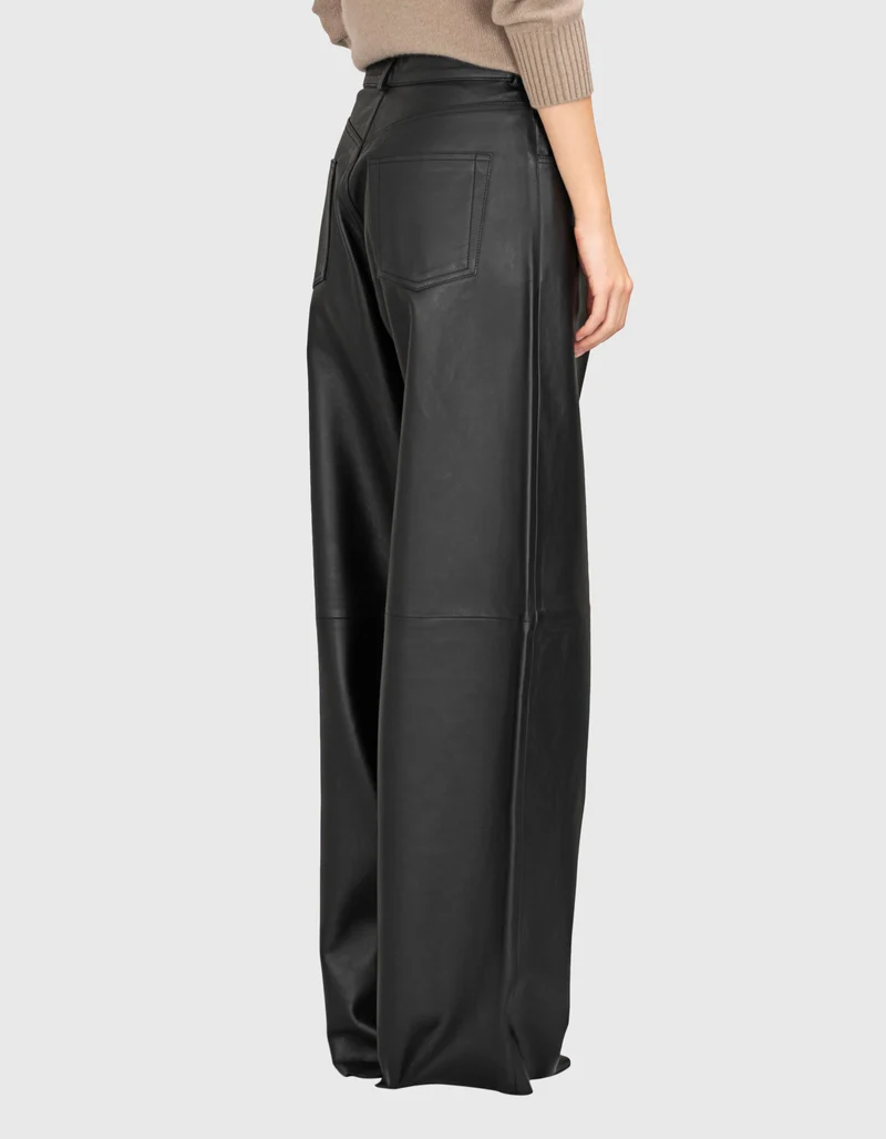 Wide-Leg Leder Hose