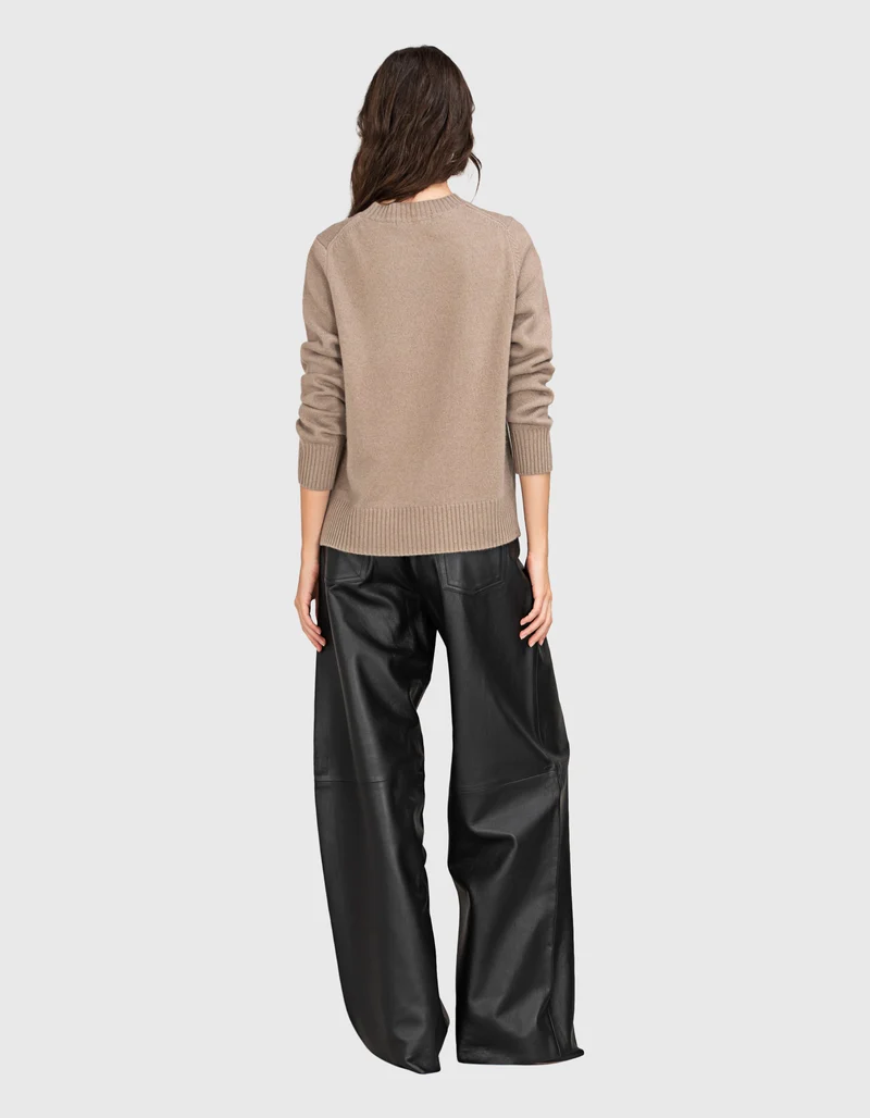 Wide-Leg Leder Hose