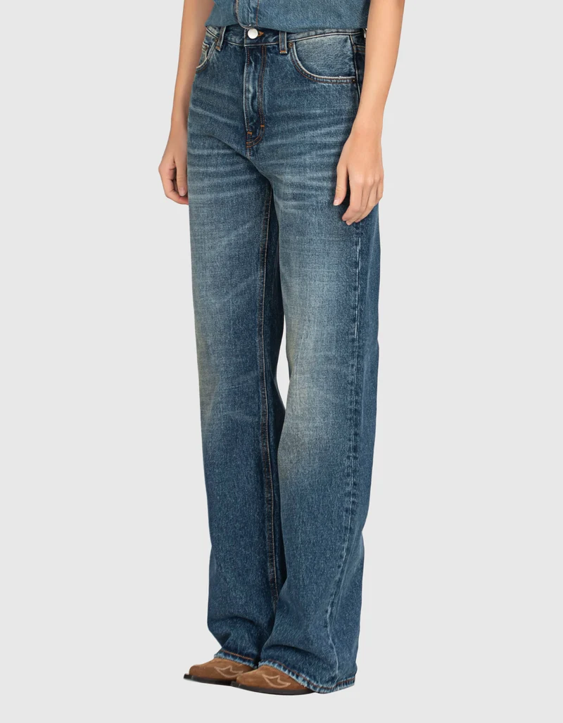 Washed-Out Wide-Leg Jeans