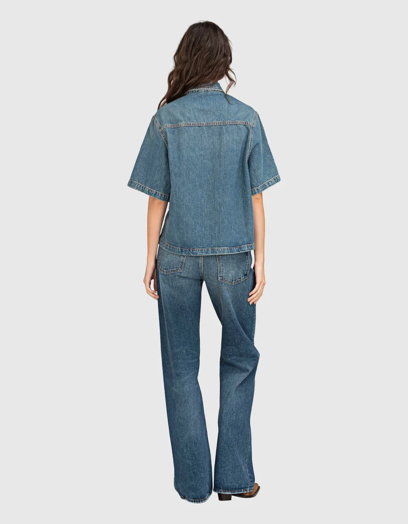 Washed-Out Wide-Leg Jeans