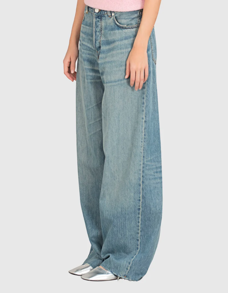 Washed-Out Wide-Leg Jeans