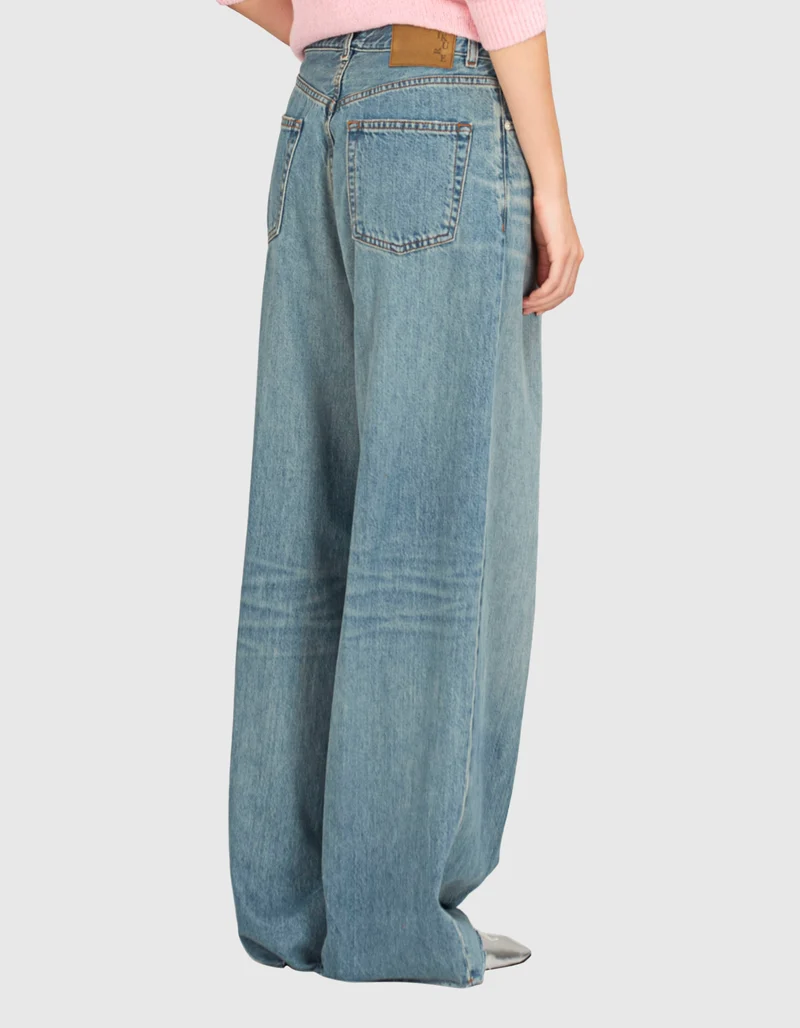 Washed-Out Wide-Leg Jeans