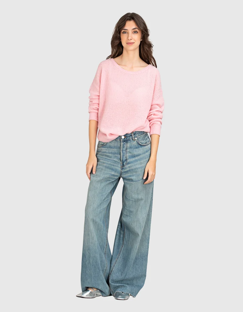 Washed-Out Wide-Leg Jeans