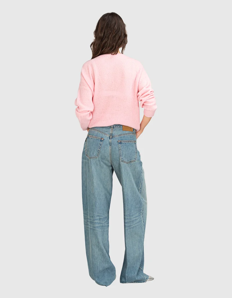 Washed-Out Wide-Leg Jeans