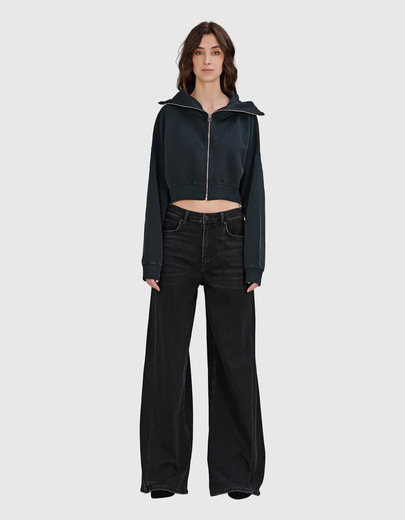 Cropped Zipper Hoodie