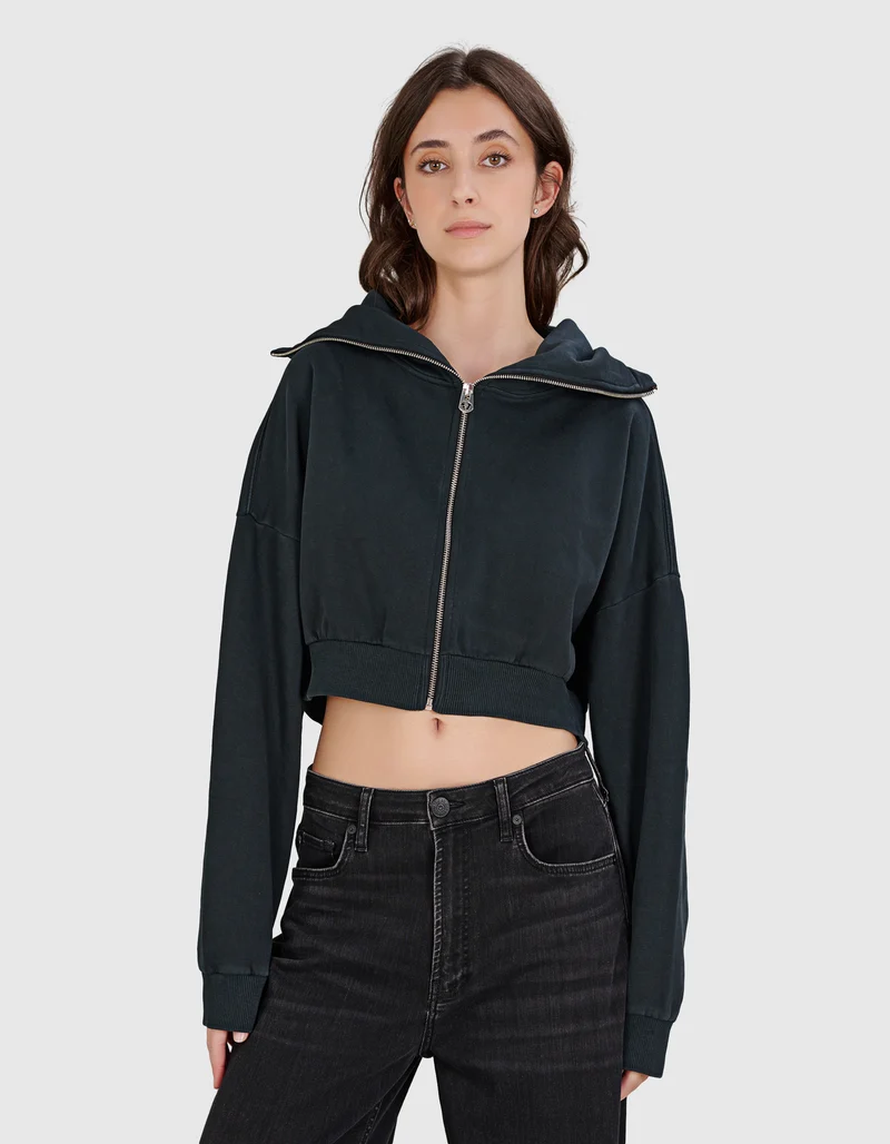 Cropped Zipper Hoodie