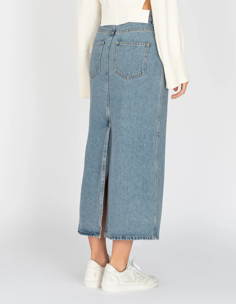 Midi Jeans-Rock mit Gehschlitz