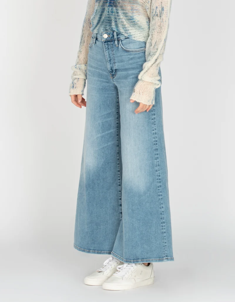High-Waist Palazzo Crop Wide-Leg Jeans