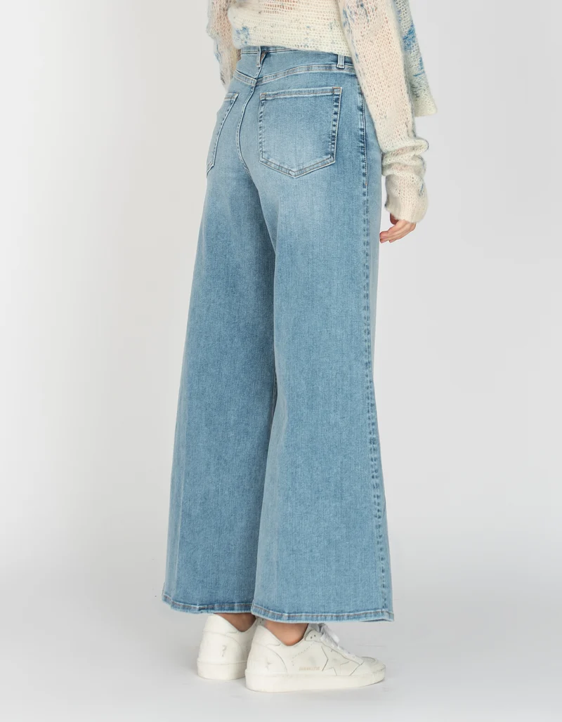 High-Waist Palazzo Crop Wide-Leg Jeans